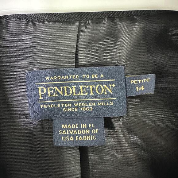 Pendleton Blazer Womens Petite 14 Plaid‎ Wool Double Breasted Jacket Academia - Picture 4 of 5